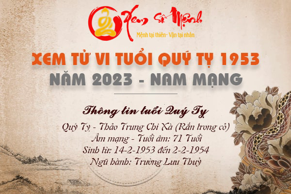 Luận giải Hung Cát tuổi Quý Tỵ 1953 Nam Mạng năm 2023 chi tiết nhất