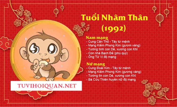 Tử Vi Tuổi Nhâm Thân 1992: Mệnh Gì, Màu Sắc Gì, Hướng Nào và Cung Gì và hợp tuổi nào?